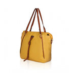 Women's Faux Leather Textured Tote Bag (Yellow)