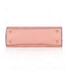 Women's Faux Leather Textured Adjustable Long Belt Handbag (Pink)