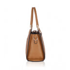 Women's Faux Leather Textured Adjustable Long Belt Handbag (Brown)