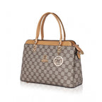 Women's Faux Leather Printed Handbag (Camel)