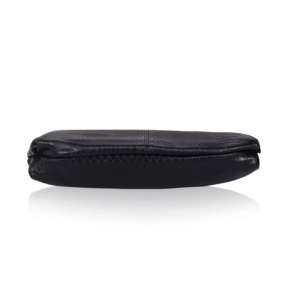 Women's Faux Leather Textured Sling Bag (Black)