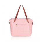 Women's Faux Leather Textured Tote Bag (Pink)