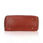 Women's Faux Leather Textured Tote Bag (Brown)