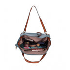 Women's Faux Leather Textured Tote Bag (Blue)