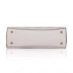 Women's Faux Leather Textured Adjustable Long Belt Handbag (White)