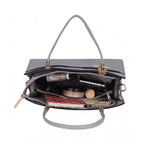Women's Faux Leather Textured Adjustable Long Belt Handbag (Grey)