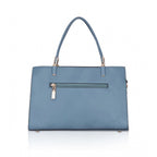 Women's Faux Leather Textured Adjustable Long Belt Handbag (Blue)