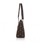 Women's Faux Leather Printed Tote Bag (Brown)