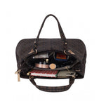 Women's Faux Leather Printed Handheld Bag (Brown)