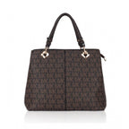 Women's Faux Leather Printed Handheld Bag (Brown)