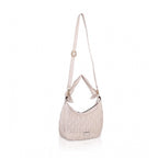 Women's Faux Leather Textured Handbag (Beige White)