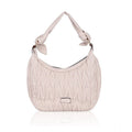 Women's Faux Leather Textured Handbag (Beige White)