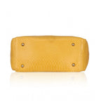 Women's Faux Leather Textured Tote Bag (Yellow)