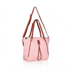 Women's Faux Leather Textured Tote Bag (Pink)