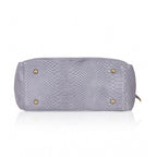 Women's Faux Leather Textured Tote Bag (Grey)