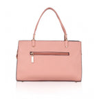 Women's Faux Leather Textured Adjustable Long Belt Handbag (Pink)