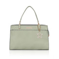 Women's Faux Leather Textured Adjustable Long Belt Handbag (Green)