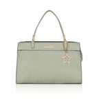 Women's Faux Leather Textured Adjustable Long Belt Handbag (Green)