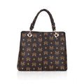 Women's Faux Leather Printed Handheld Bag (Brown )