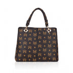 Women's Faux Leather Printed Handheld Bag (Brown )