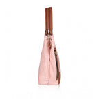 Women's Faux Leather Printed Tote Bag (Pink)
