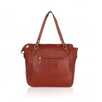 Women's Faux Leather Textured Tote Bag (Brown)
