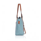 Women's Faux Leather Textured Tote Bag (Blue)