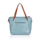 Women's Faux Leather Textured Tote Bag (Blue)