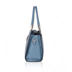 Women's Faux Leather Textured Adjustable Long Belt Handbag (Blue)