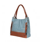 Women's Faux Leather Textured Tote Bag (Grey)