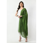 Women's Chanderi Self Design Dupatta (Mehandi, Length: Free Size)