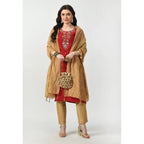 Women's Chanderi Self Design Dupatta (Gold, Length: Free Size)