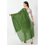 Women's Chanderi Self Design Dupatta (Mehandi, Length: Free Size)