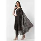 Women's Chanderi Self Design Dupatta (Dark Browm, Length: Free Size)