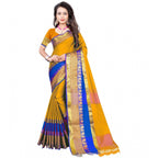 Women's Jacquard Woven Saree With Unstitched Blouse 5.5Mtr (Yellow)