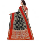 Women's Jacquard Woven Saree With Unstitched Blouse 5.5Mtr (Red-Black)