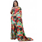 Women's Crepe Digital Print Saree With Unstitched Blouse 5.5Mtr (Red)