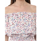 Women's Rayon Floral Half Sleeve Above Knee Dress (Multicolor)