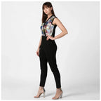 Women's Polyester Embellished Sleeveless Jumpsuit (Black)