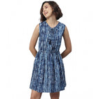 Women's Rayon Tie &amp; Dye Sleeveless Above Knee Dress (Blue)