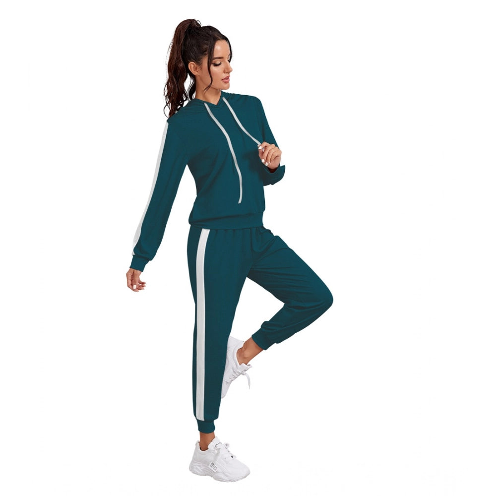 Women's Knitting stretchable Solid Hooded Neck Full Sleeve Track Suit (Morpich)