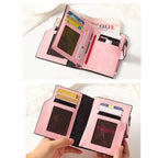 Women's Vegan Leather Small Zipper Wallet (RoseGlod)