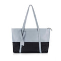 Women's Faux Leather Large Shoulder Zipper Handbag (Light Blue)