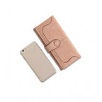 Women's Faux Leather Medium Snap Button Wallet (Khakhi)