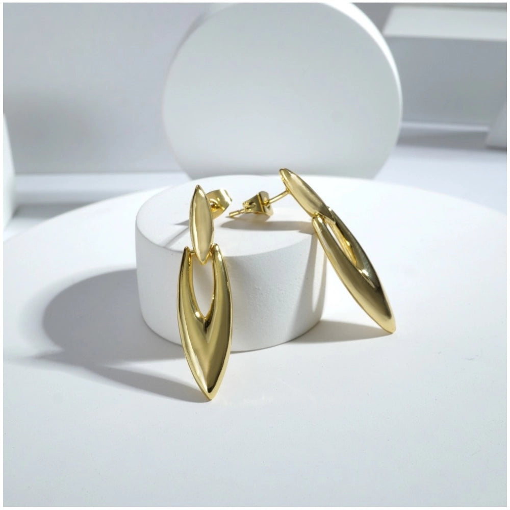 Women's brassNew Gold Tone Polish Mini Office Earrings (Gold Plated)