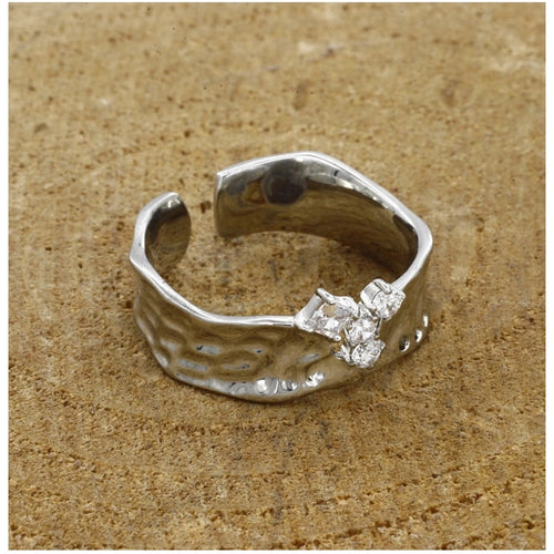 Stainless Steel Silver Polish Freesize Western Finger Ring (Silver Plated)