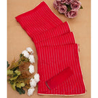Women's Vichitra Silk Striped Saree With Unstitched Blouse 5.5Mtr (Red)
