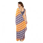 Women's Small Lace Georgette Striped Ready-to-Wear Saree With Unstitched Blouse 5.5 Mtr (Orange-Grey)