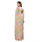 Women's Small Lace Georgette Printed Ready-to-Wear Saree With Unstitched Blouse 5.5 Mtr (Green)