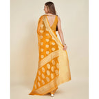 Women's Soft Organza Silk Weaving Design Saree With Unstitched Blouse 5.5Mtr (Yellow)